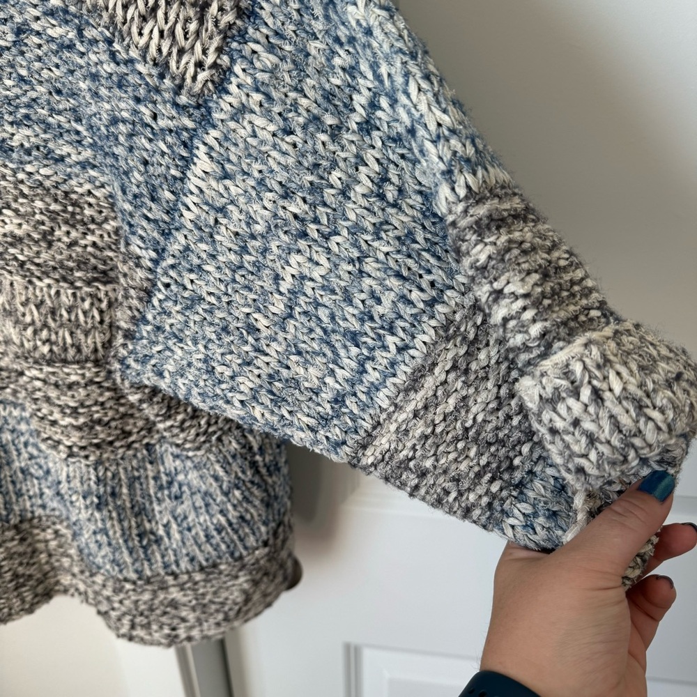 Vince Blue Gray Striped Oversized Cardigan Size XS/S Chunky Knit Fall Winter - Picture 11 of 15